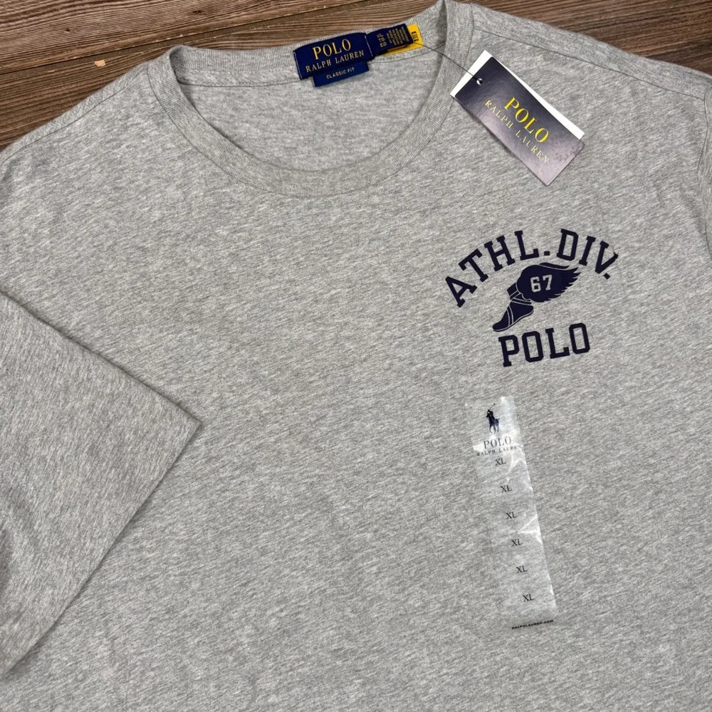 Polo Ralph Lauren Mens XL T-Shirt Gray Athl Div 67 Winged Foot Classic Fit NEW